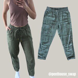 100% Linen Green Pants, Size S